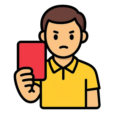 A man holds a red card in front of him sticker