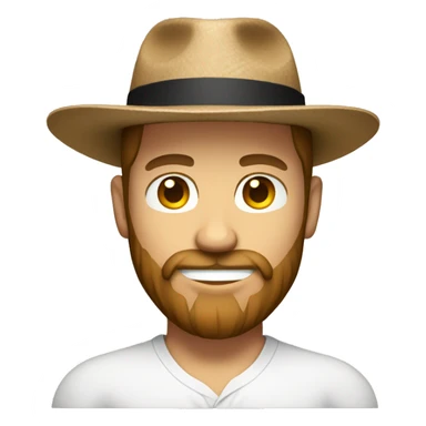  white  man with brown  beard wearing panama hat sticker