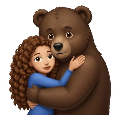 Big dark bear hugging lightskin with long brown curly hair  sticker