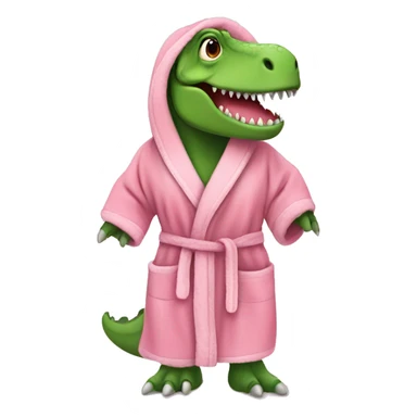 cute t rex wearing a dressing gown and slippers for spa day sticker