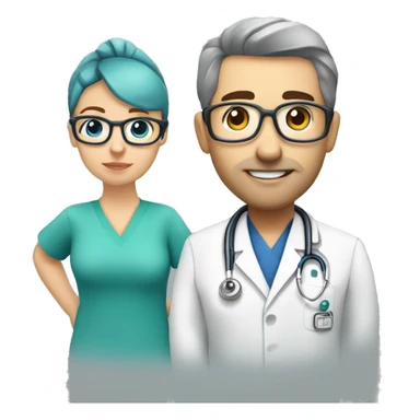 Médico pensando com a mão no queixo e rosto pensativo sticker