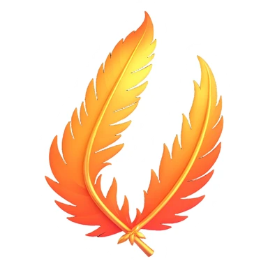 a vibrant phoenix feather, encircled by sparkling embers, fantasy-inspired sticker