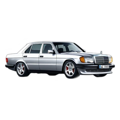 Mercedes SEL AMG 126 with amg body kit and amg aero II monoblock wheels front side angle  sticker