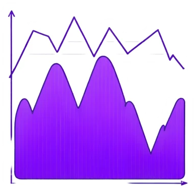 A line graph in the style of a purple Japanese sketch sticker