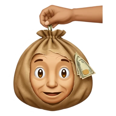 hand holding money bag sticker