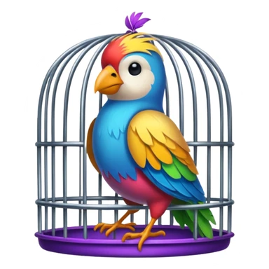 bird inside of cage sticker