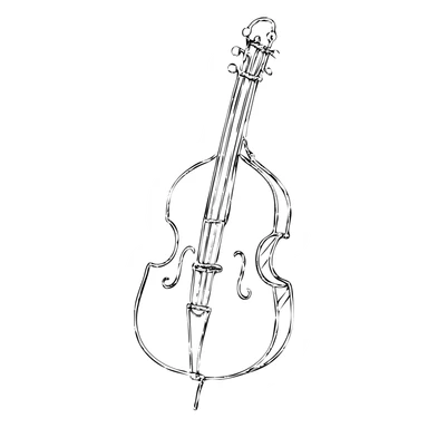 hand drawn outlined double bass icon sticker