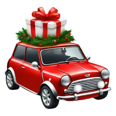 red mini cooper decorated for xmas sticker