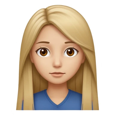 Create a girl whit dirty blonde long straight hair with brown eyes sticker