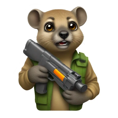 a hyrax holding a squirt gun sticker
