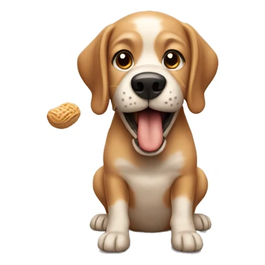 dog eating peanut sticker