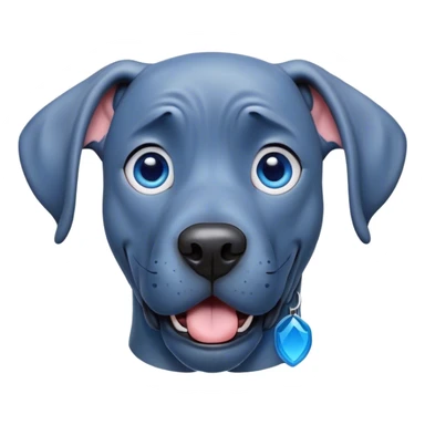 Cinematic Comical Blue Great Dane Portrait Emoji, Head tilted dramatically with an exaggeratedly amused expression, featuring a striking blue Fur with a glossy finish, wide, expressive steel-blue eyes filled with playful disbelief, Simplified yet hilariously expressive features, highly detailed, glowing with a slightly sassy glow, high shine, dramatic yet playful, stylized with an air of cheeky charm, bright and endearing, soft glowing outline, capturing the essence of a spirited and over-the-top guardian, so meme-worthy it feels like it could side-eye its way into internet fame instantly! sticker