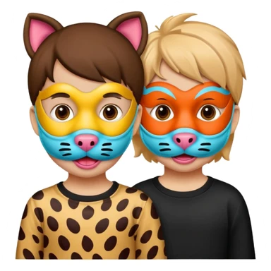 kids wearing animals design mouth mask sticker