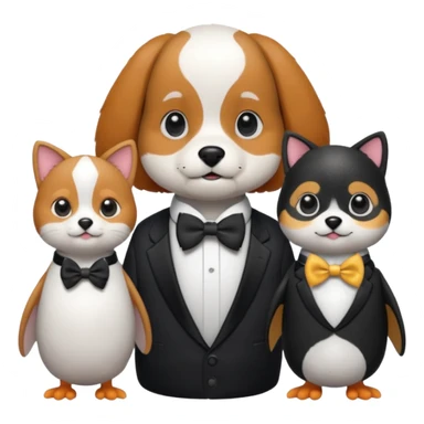 Mother Cat,Grandpa dog and peinguin kid sticker