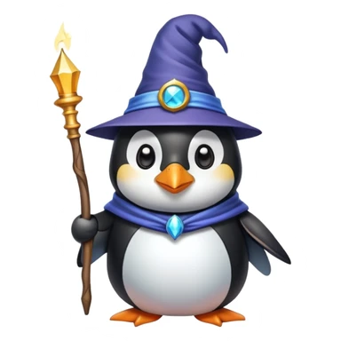 penguin wizard holding a wand sticker