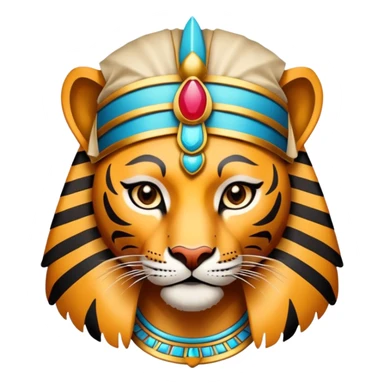 Tiger pharaoh with Egyptian headdress sticker