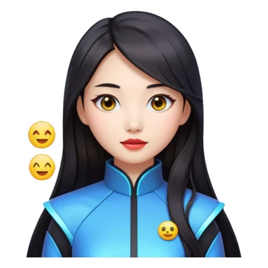 chinese babe ai robot long dark hair emoji sticker