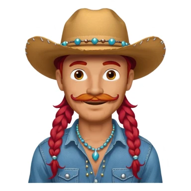 mustached cowboys bead and long red hair with tattoos on face  sticker