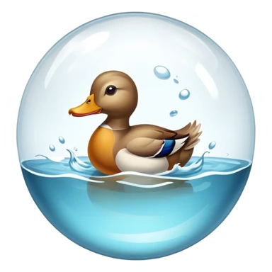 A large glass sphere with a duck surfing inside it on water sticker