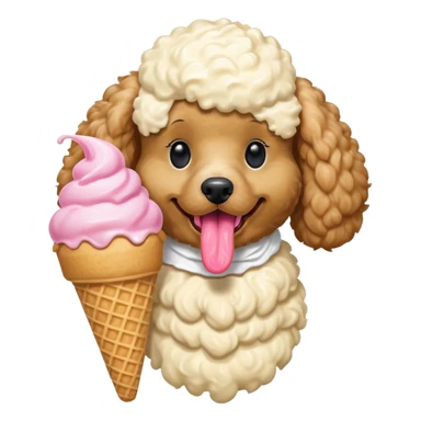 Poodle eating ice cream sticker