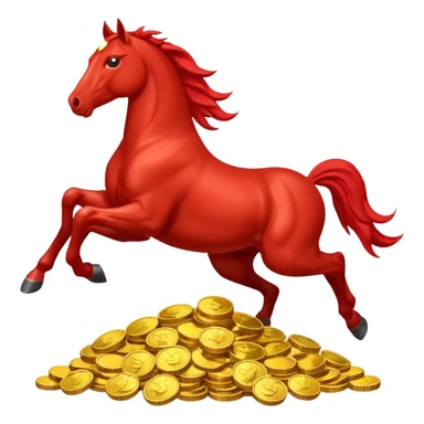 red horse agressive jumping across money sticker