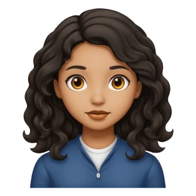 Girl with light brown skin black wavy hair sticker