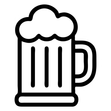 beer mug icon, outlined style, no fill, crisp black lines sticker