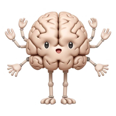 humanoid brain character with arms and legs sticker