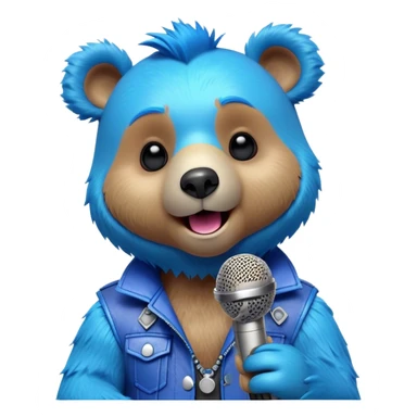 3D, adorable little Pixar style blue neon punk bear singing in a microphone, ultra detailed, each lash, eye, and strand of fur is shown in stunning detail as though captured in a timeless photograph, rich textures, visually rich, so lifelike it feels like it could leap off the page at any moment sticker