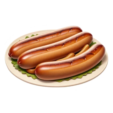 Cinematic Realistic Bratwurst Dish Emoji, showcasing a succulent, grilled sausage with a crispy exterior rendered with lifelike detail and warm, dynamic lighting. sticker