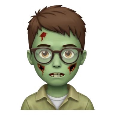 boy zombie with a brown wolfcut haircut and glasses sticker