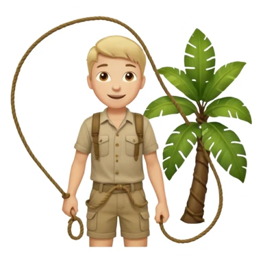 Boy holding rope,Jungle Explorers. sticker