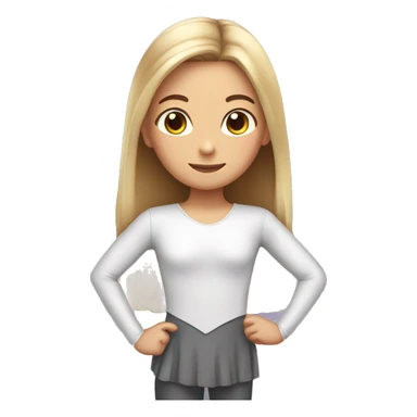 cute girl with long shiny straight hair with ballet uniform sticker