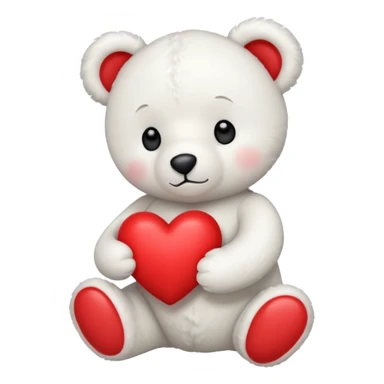 white teddy bear hold red heart sticker