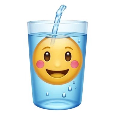 Copo de água – um copo transparente cheio de água cristalina, estilo emoji realista/cartoon. sticker