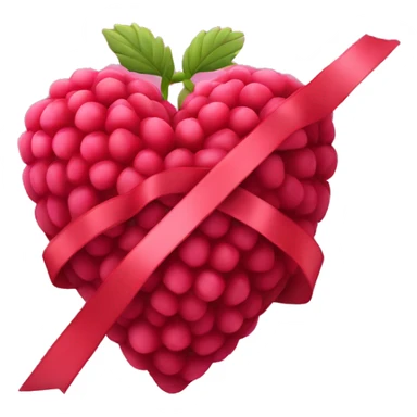 Raspberry coloured heart with red ribbon sticker