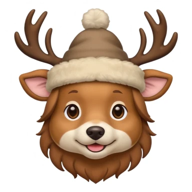 Dog in new yaer deer hat sticker