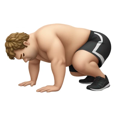 fat white guy doing push ups sticker