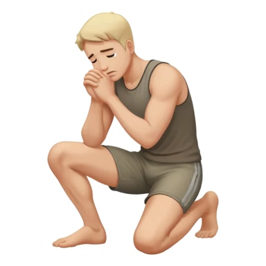 Man kneeling down, defeated  sticker