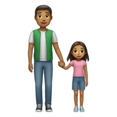 girl holding her father’s hand sticker
