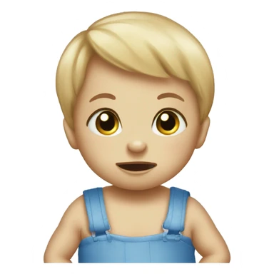 Anxious baby rabbit in blue bodysuit sticker