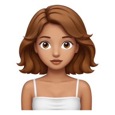 tan girl with long eyelashes wavy brown hair and white tube top sticker