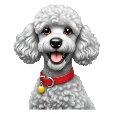 Realistic Silver miniature poodle with red collar sticker