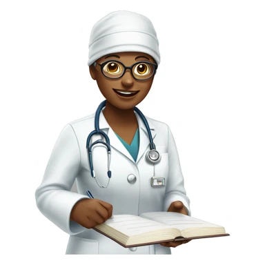 Doctora con lentes y un cuaderno  sticker