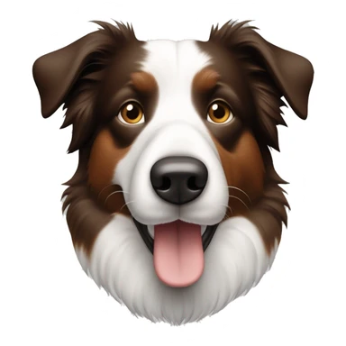 Bordercollie mit braunen und grauen stellen im weißen Gesicht. Spitze Ohren  sticker