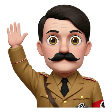 Hitler realistic small Charlie Chaplin mustache raising his hand forward and up sticker