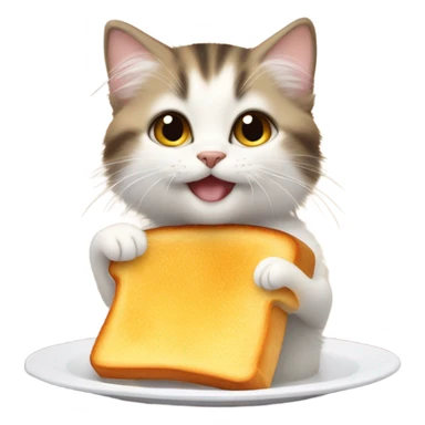 Kitten eating grilled cheese sticker