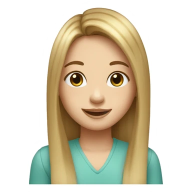 happy girl with porcelain face and FRECKLES, blue-green eyes, long straight brown hair with blonde highlights and curtain bangs sticker