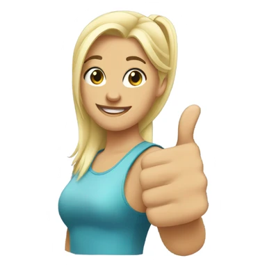 a girl with blonde ponytail thumbs up  sticker