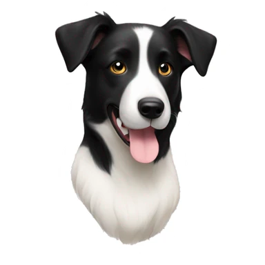 black and white border collie Labrador mix has a little white color left ear sticker